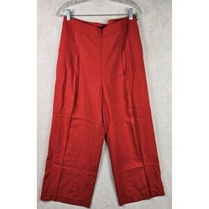 Shanghai Tang Women's Viscose Wide Leg Pants Red Size 42